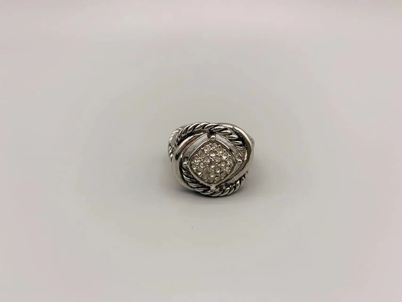

Le Han Jewelry Tibetan Silver Infinity Ring With Clear Cubic Zirconia