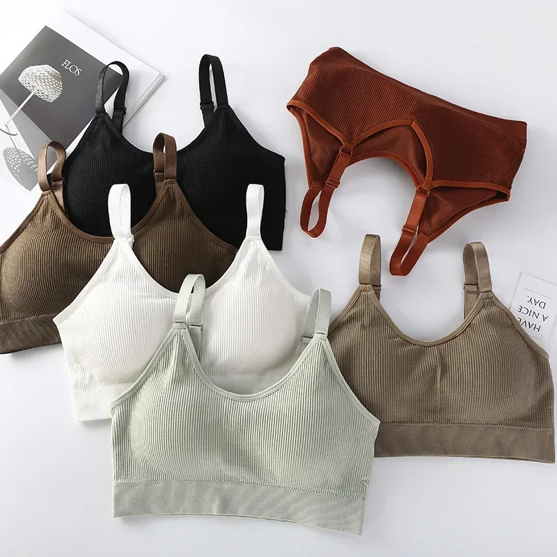 Women's Tube Tops Seamless U Back Crop Top Sports Tank Tops Bottoming Bra with Chest Pad