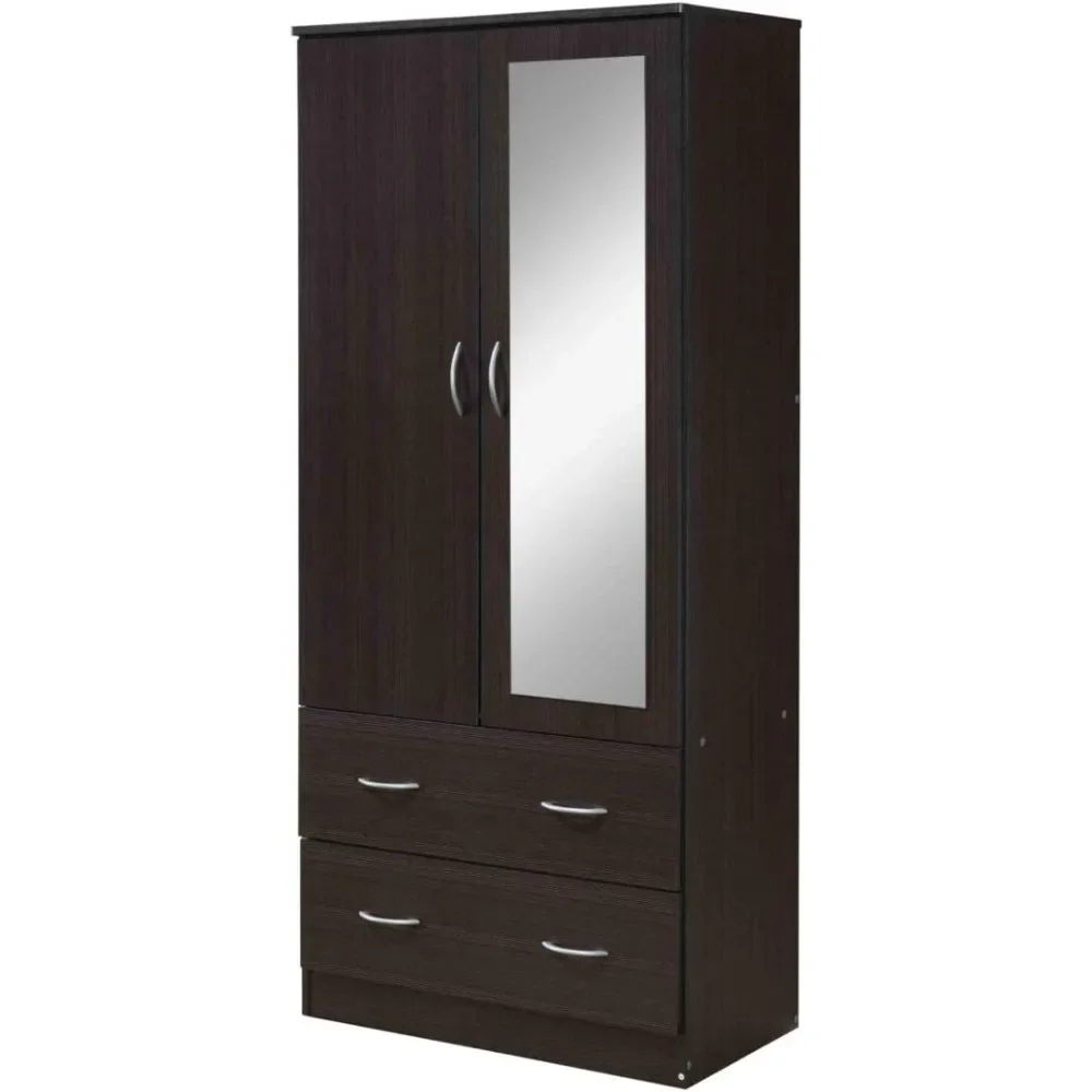 

Cabinet/ Closet 2 Door Wood Wardrobe Bedroom Closet With Clothing Rod Inside Cabinet Wardrobes Home Furniture Cabinets