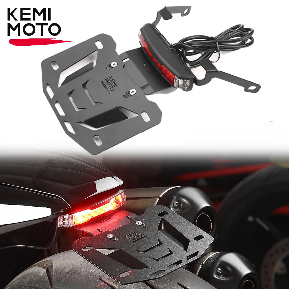 KEMIMOTO CNC Motorrad Kennzeichenhalter, Universal Halterung mit  Kennzeichenbeleuchtung, Aluminium Kennzeichen Halterungen mit  LED-Leuchtung, Fender Eliminator Halter (Schwarz) : : Auto &  Motorrad