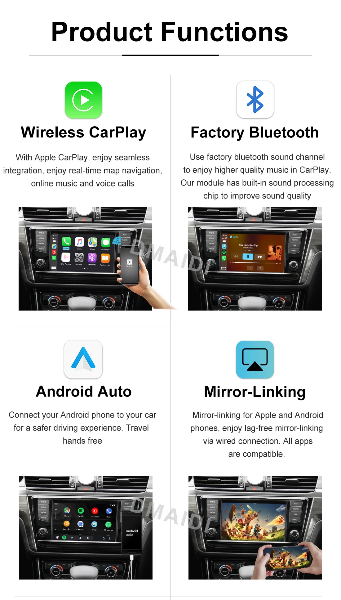 Wireless Carplay Decoder Android Auto Module Box For Volkswagen VW Polo Golf Touareg Tiguan Teramont Passat -