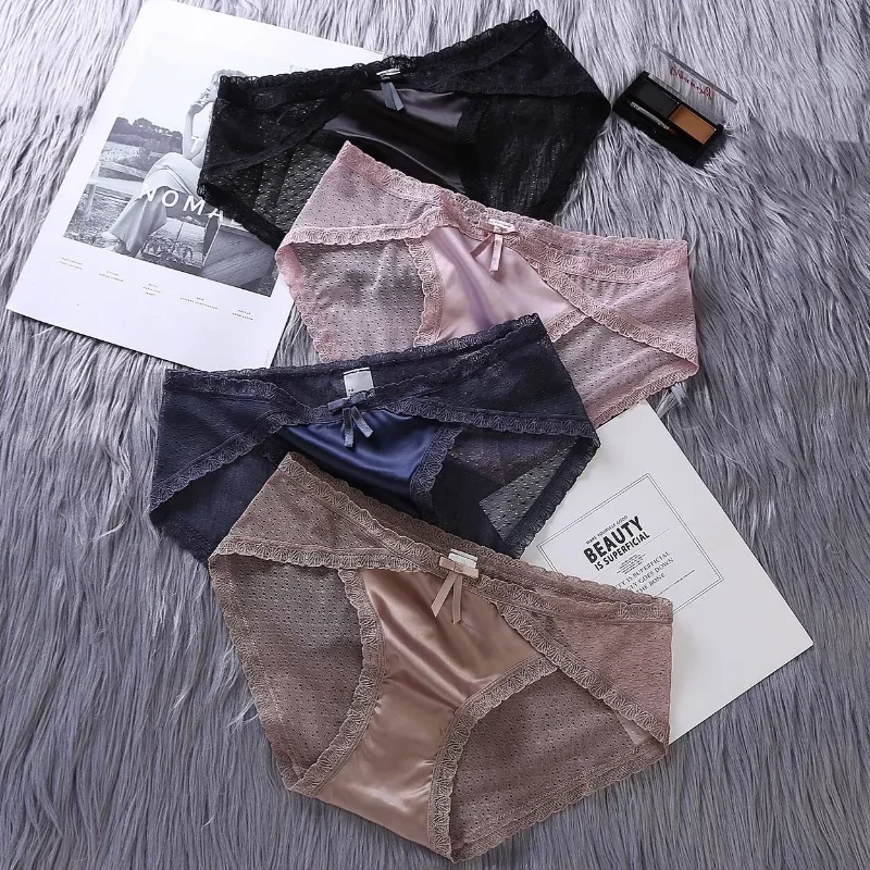 

Women's Cotton Underwear Sexy Lace Panties Seamless Comfort Lingerie Sweet Hollow Out Panties For Women Mid-Rise Intimate Briefs