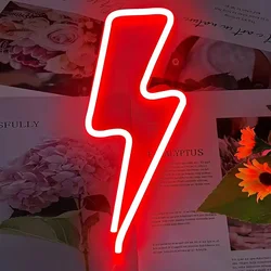 Vibrant Lightning Bolt Neon LED Sign - Illuminated Room Decor & Unique Gift Idea (Red)