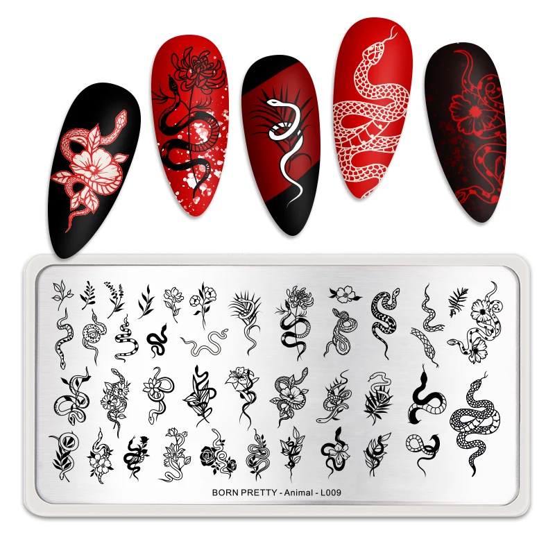 BORN PRETTY Snake Pattern Stamping Plates For Nails Stainless Steel Rectangle Nail Art Template Christmas Artist  Animal-L009 4
