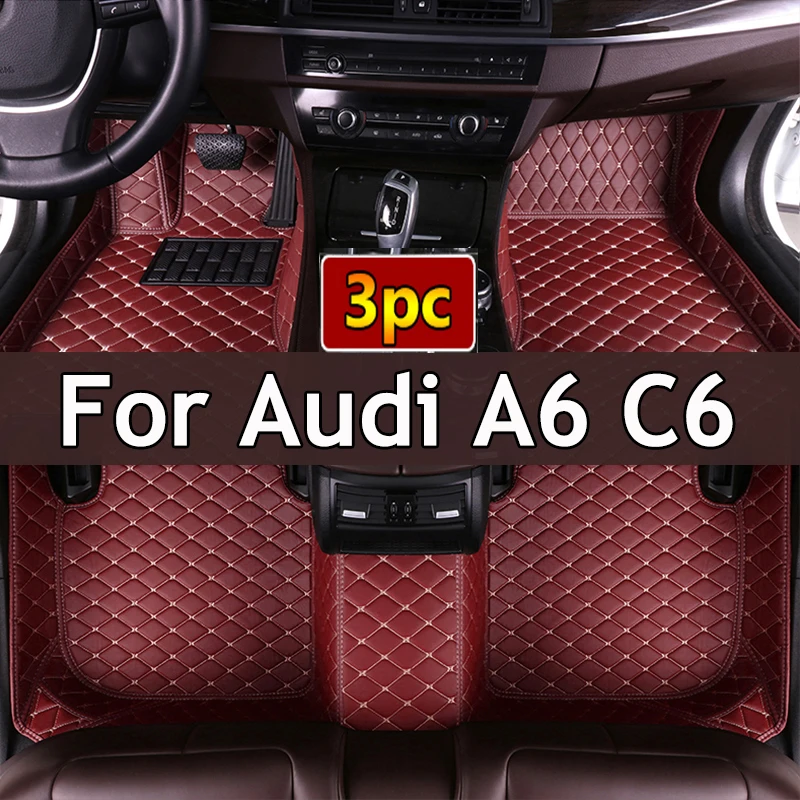 

Car Floor Mats For Audi A6 C6 4F 2004~2011 Carpet Luxury Leather Mat Full Set Durable Rug Auto Interior Parts Car Accessories