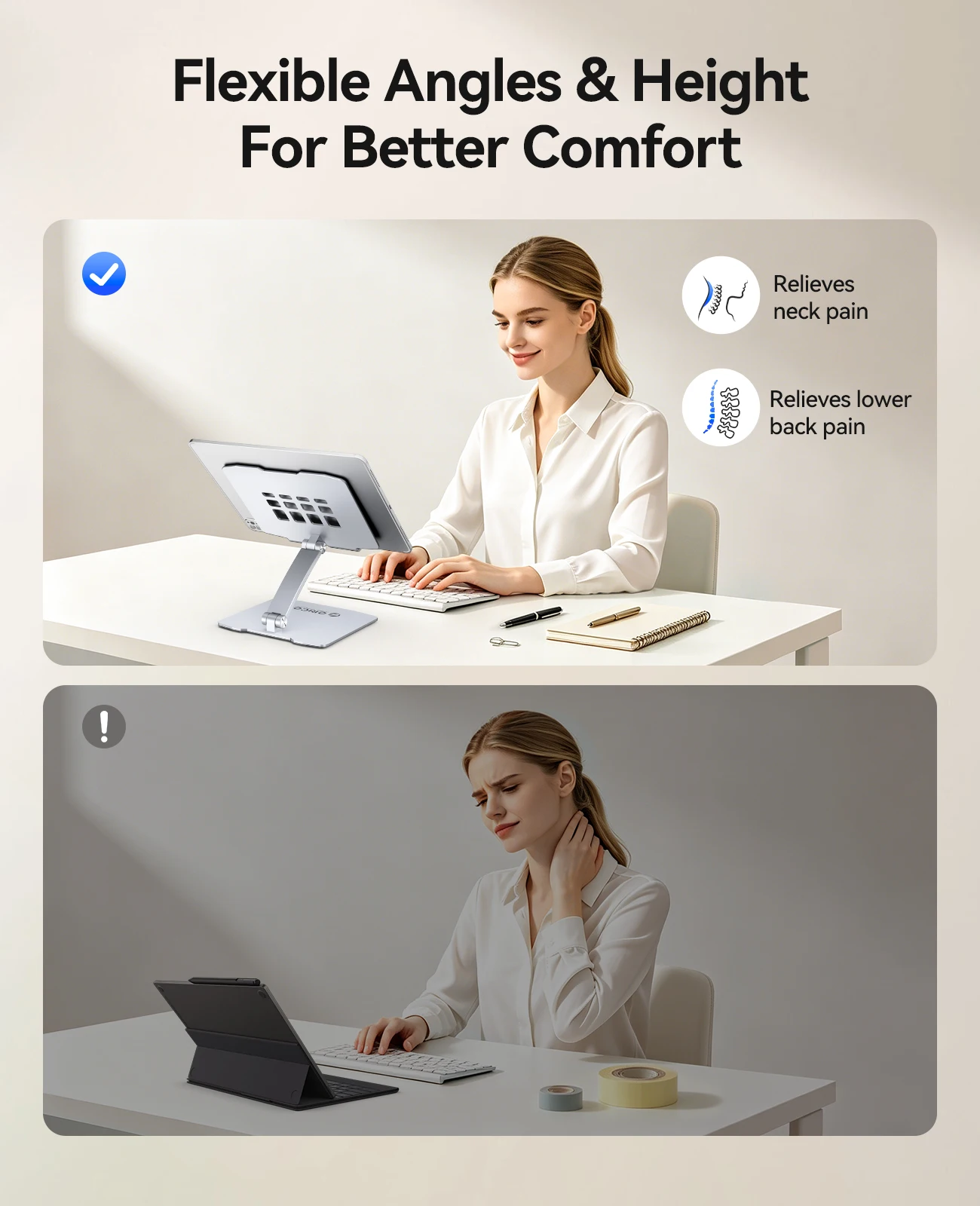 ORICO FB1 조정 가능한 알루미늄 태블릿 스탠드 접이식 휴대폰 홀더 최대 12.9인치 iPad 태블릿용 멀티 앵글 데스크탑 라이저