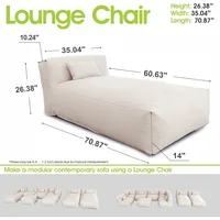 Outdoor Bean Bed Chair Sun Lounger, Couch Sofa for Patio & Pool, Foam Filling Day Bed Furniture, Comfy Lazy Sofa for Outside, Wa 2