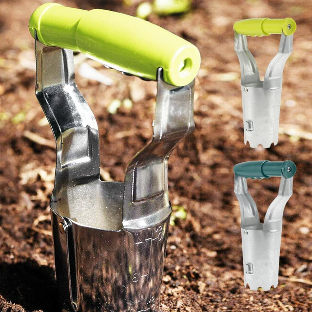 Fém Izzó Ültetvényes Kézi Ültető Rugó Fogantyúval Automatikus Kioldó Transzplanter Növényi Füves Plugger Szerszám