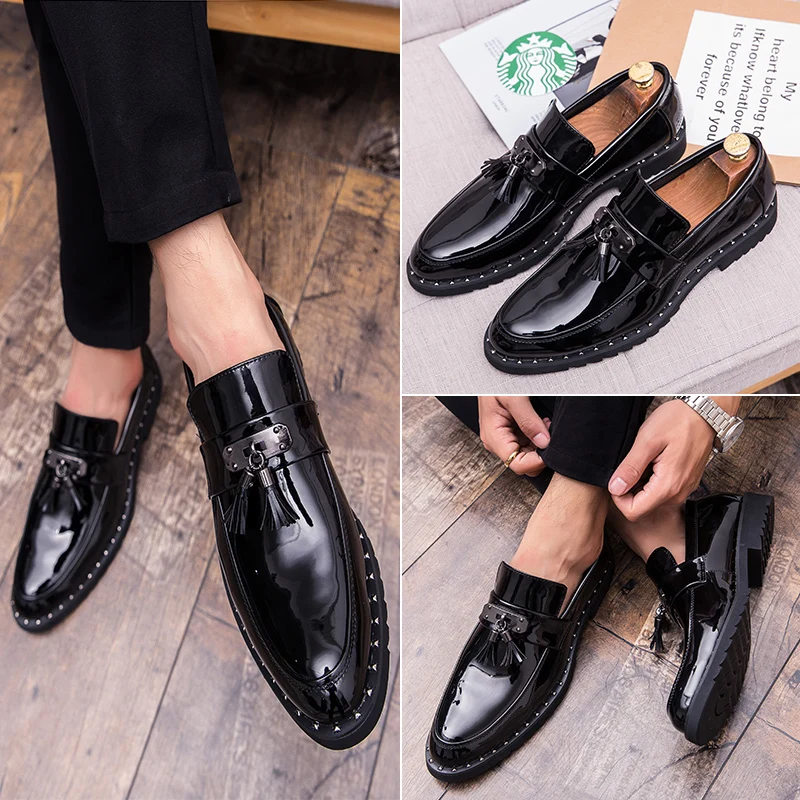 

Black Mens Oxfords High Quality Mens Loafers Italian Formal Wedding Casual Shoes Dress Shoes