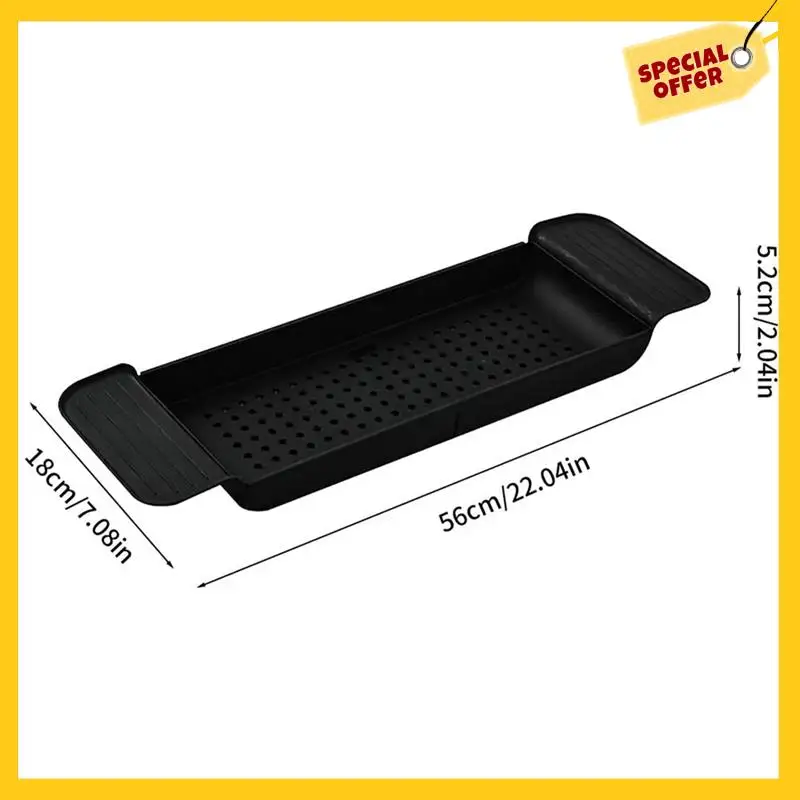 A45G-Bath Tub Tray Extendable Draining Bath Tray Space-Saving Household Bathtub Shelf Small Storage For Towels Glasses