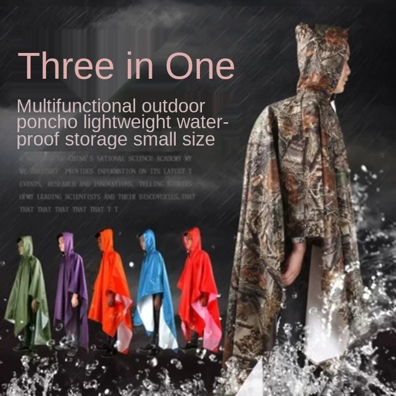 3 In 1 Outdoor Military Waterproof Raincoat Rain Coat Men Women Awning Rain Motorcycle Poncho Picnic Mat raincoat poncho