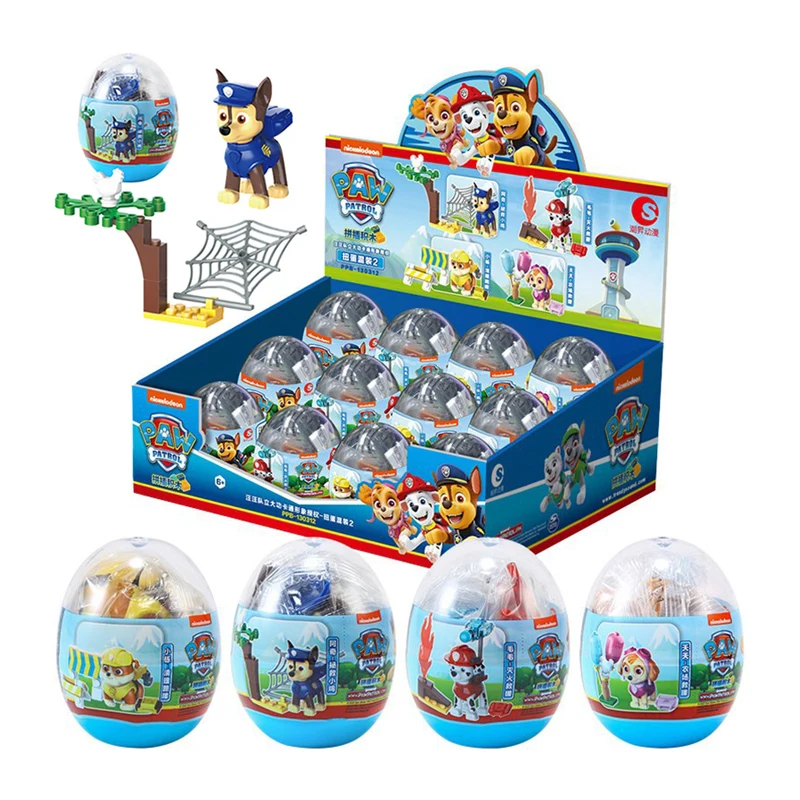 4 Pz/Set Paw Patrol Egg Block Action Figure Gashapon Puppy Toy Mighty Pup Super Paws Chase Marshall Skye Macerie Anime Rescue Toy