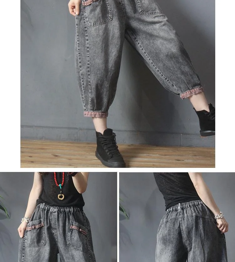 Damskie spodnie jeansowe haremki –,casual (British design)