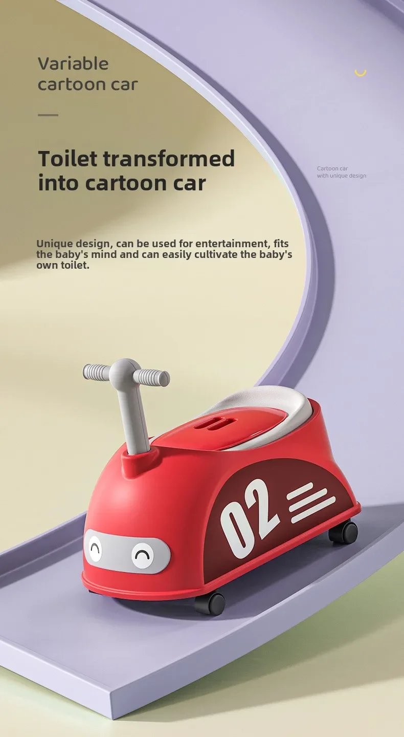 Description Picture 4 of itemBaby Car Shaped Toilet Portable Non-slip Baby Potty Toddler Training Toilet with Rollers Multifunctional Toilet Children's Gifts
