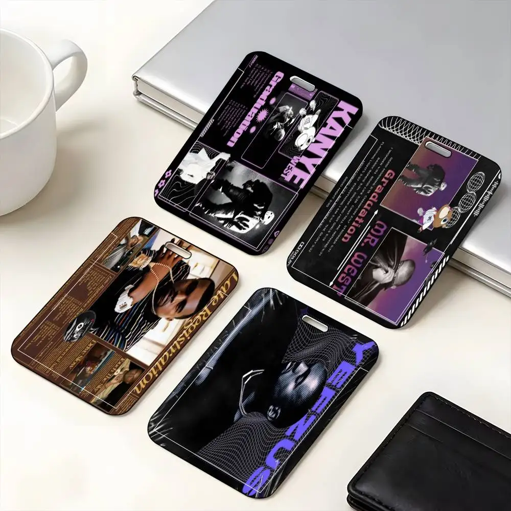 카니예 웨스트 ID 카드 홀더 목걸이형 펜던트 도어 배지 홀더 랜야드 키체인 직장 신분증