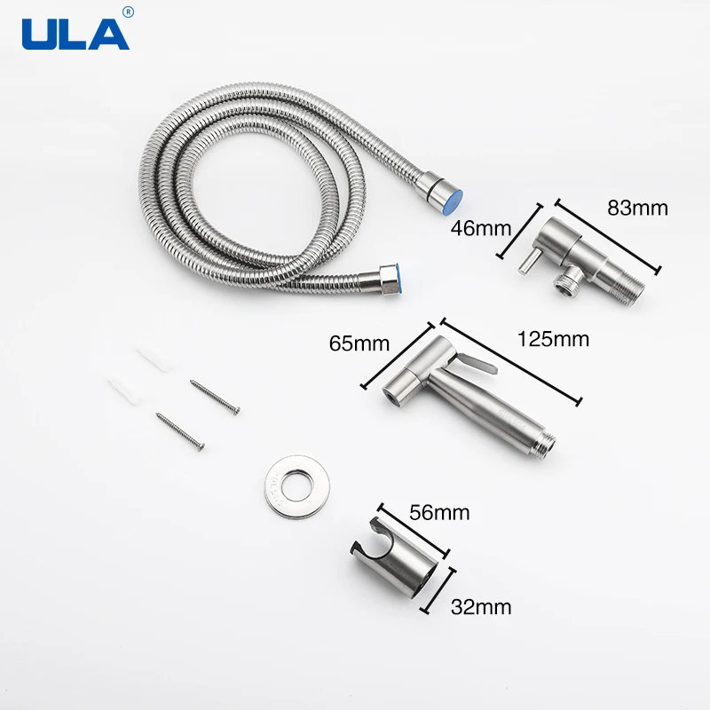 ULA Brushed Bidet Faucet Stainless Steel Handheld Bidet Sprayer Set Toilet Sprayer Bidet Faucet Single Cold Water Tap Accessory 6