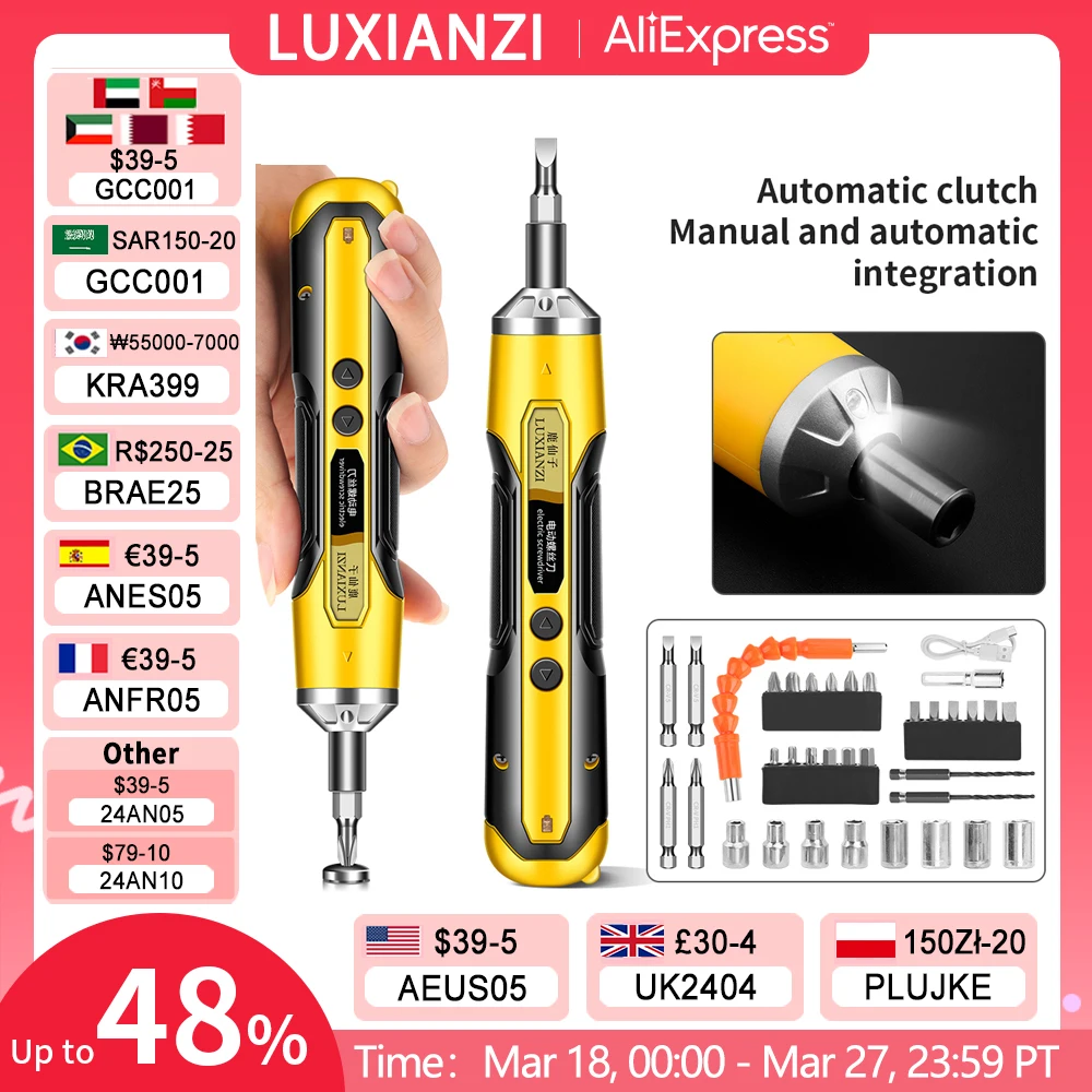 LUXIANZI 무선 전기 스크루 드라이버 세트, 6.8V 전동 공구, 가정용 콤비네이션 충전식 배터리, 미니 드릴, 마그네틱 비트