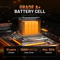 Batterie LiFePO4 Humsienk 12V 100Ah avec BMS 100A et Bluetooth, 15000 cycles, batterie au phosphate de fer et de lithium pour stockage d'énergie solaire domestique 4
