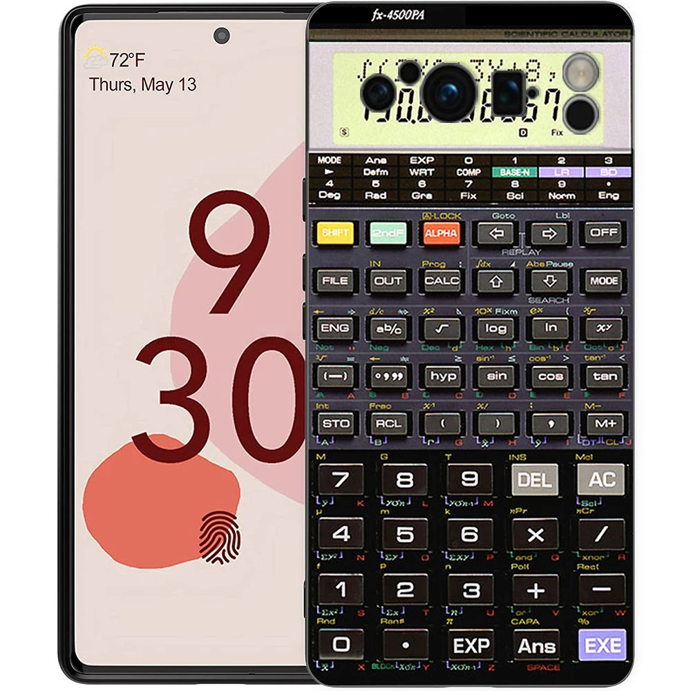 Vintage Calculator Design Shockproof TPU Phone Case - Soft Black Cover