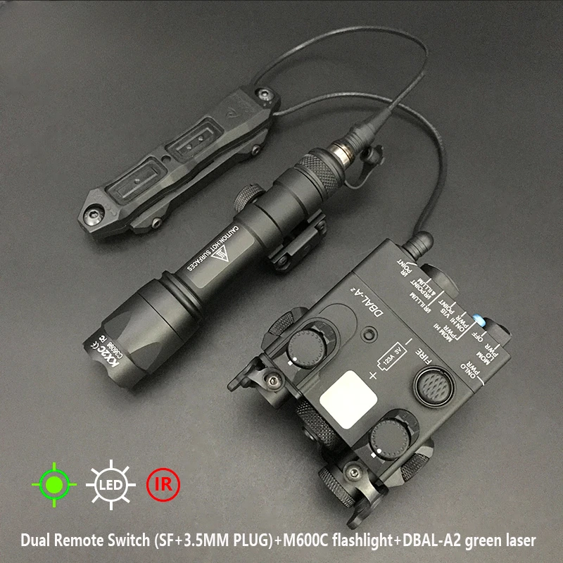 Tactical DBAL A2 Metal Red Dot Green IR Laser Sight Strobe Flashlight SF M600C M300 Hunting Weapon Light Dual Function Switch