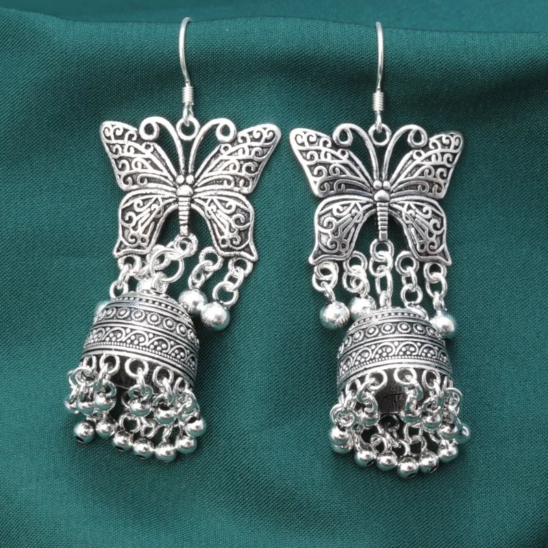 

Statement 925 Sterling Silver Butterfly Tassel Drop Earrings Vintage Ethnic Long Earrings Women Chinese Style Jewelry EH222