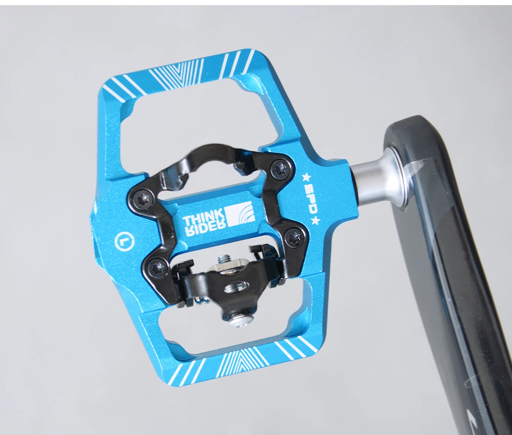 ThinkRider Fahrradschlosspedal 2-in-1 mit kostenloser Klampe für SPD-System MTB Road Aluminium Anti-Rutsch-Zubehör mit abgedichtetem Lagerschloss – Detail 17