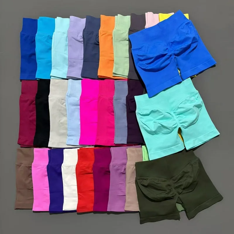HISTELLO Sports Shorts 4.5‘’ High Waist Women Yoga Workout Shorts Seamless Leggings Stretch Fitness Sweatpants Gym Short 1