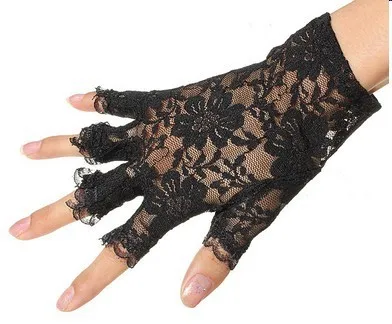 

2022 Hot Women Short Lace Half Finger Lace Sun Protection Gloves Fingerless Lace Wedding Decoration Gloves Fingerless Style