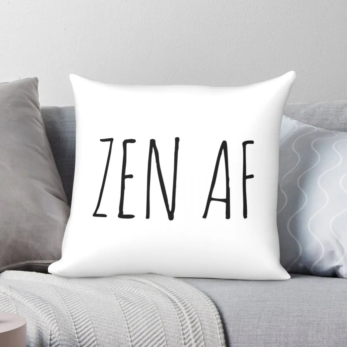 

Чехол для Квадратной Подушки Zen AF, полиэстеровый льняной бархатный чехол с принтом на молнии, декоративный чехол для подушки, 55x45