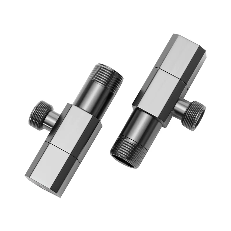 วาล์วมุมทองเหลืองสีเทา วาล์วควบคุมน้ำ วาล์วมุมทอง ทองเหลืองขัดเงา ก๊อกน้ำห้องน้ำ วาล์วน้ำ 1/2*1/2 วาล์วมุมสีดำ 1