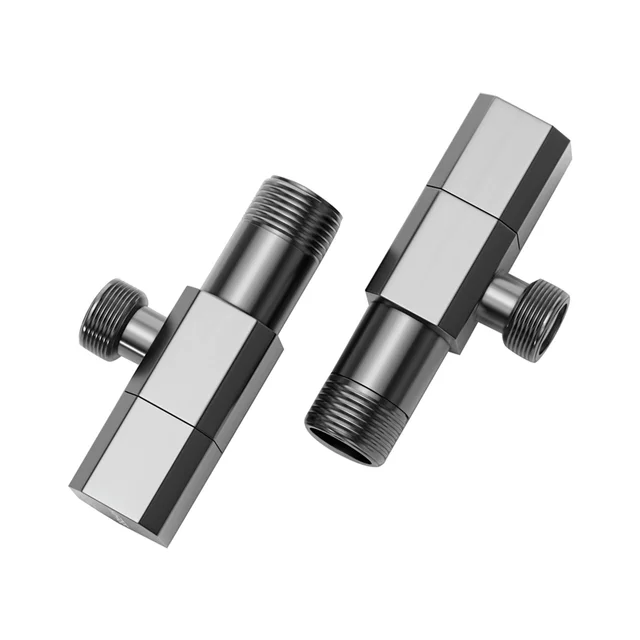 วาล์วมุมทองเหลืองสีเทา วาล์วควบคุมน้ำ วาล์วมุมทอง ทองเหลืองขัดเงา ก๊อกน้ำห้องน้ำ วาล์วน้ำ 1/2*1/2 วาล์วมุมสีดำ 1