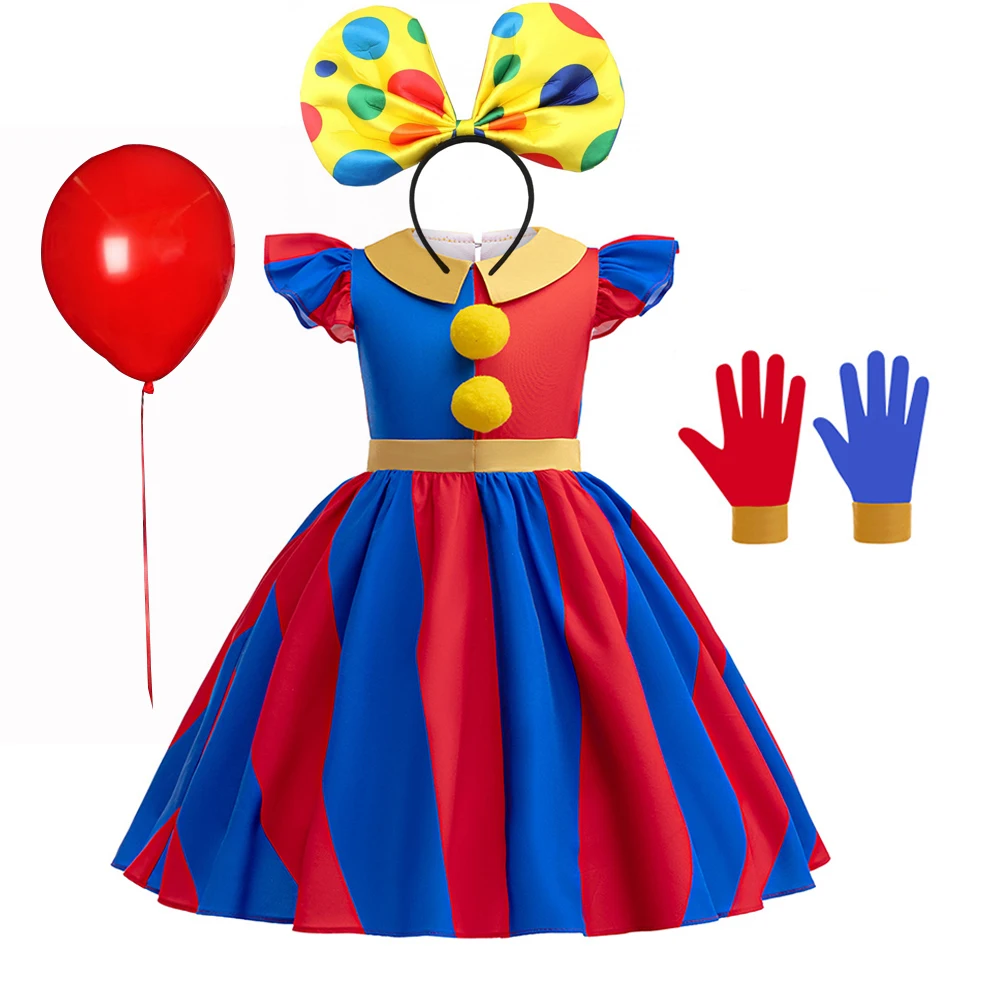 thumbnail image 1 of Disfraz de Halloween para niños, traje de payaso, Pomni, el increíble circo Digital, actuación, fantasía, Carnaval, fiesta de disfraces, 1 of 5