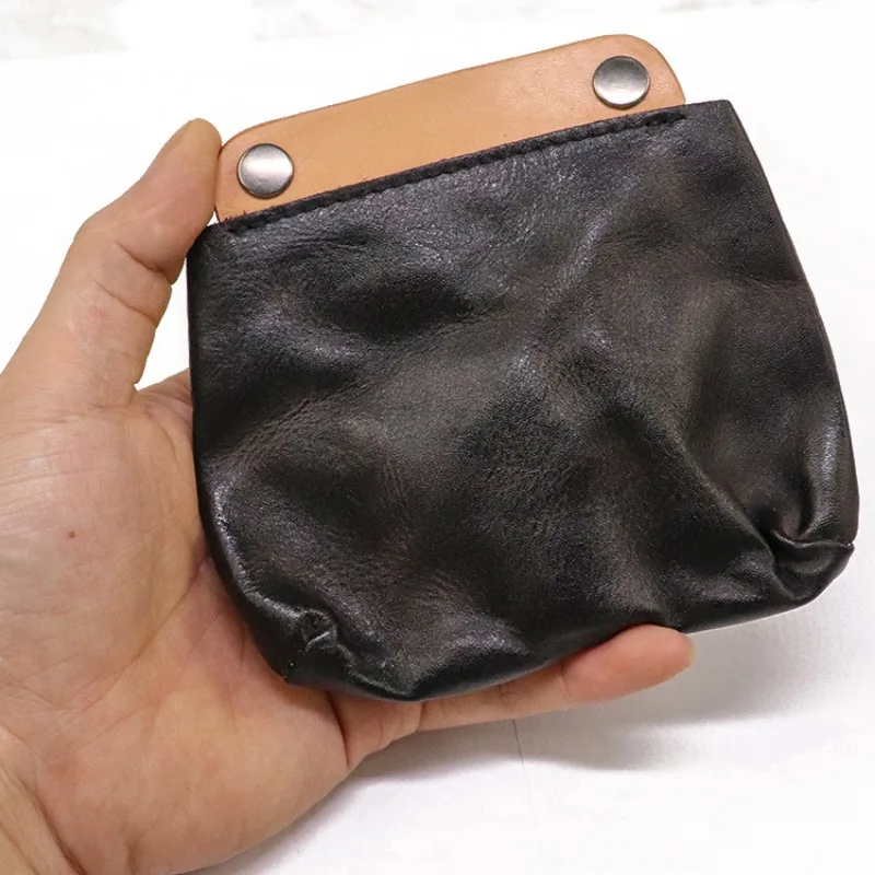 New Men Coin Purses First Layer Leather Short Money Bag Vintage Wrinkled Original Cowhide Coin Pouch Small Credit Card Wallet