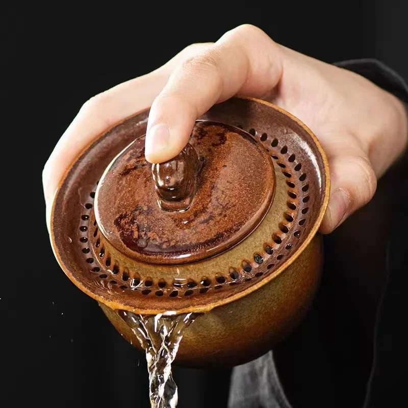 Chinese Vintage Kungfu Tea Set 1 Teapot 1 Teacups Outdoor Travel Ceramic Pottery Tea Cups For Teaware Of Ceremony