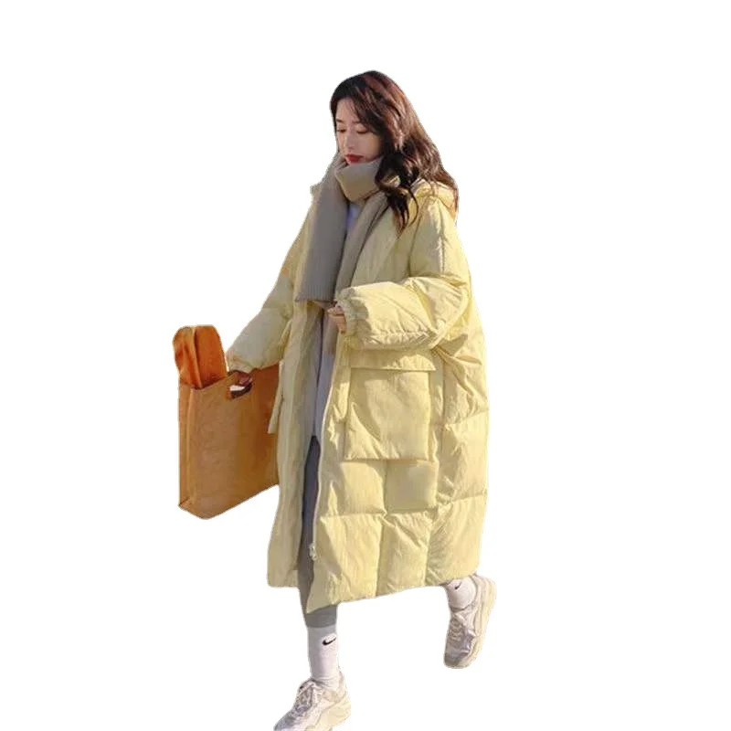 

Genuine Cream Down Cotton Jacket for Women In 2022 Winter New Mid Long Korean Bread Jacket Cotton Padded Jacket Knee Length Coat