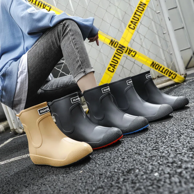 

Rain Boots Men Waterproof Non-slip Rubber Boots Unisex Autumn Winter 2021 New Arrivals Working Water Shoes Women Ankle Boots