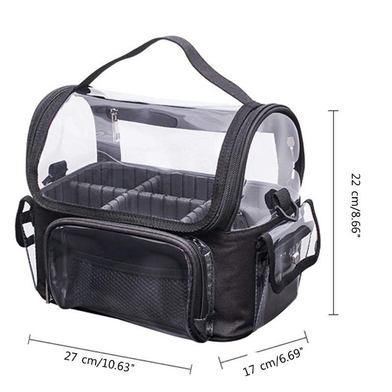 Stylish Transparent Brush Cosmetic Bag Detachable Dividers Suitable for Storing Makeup