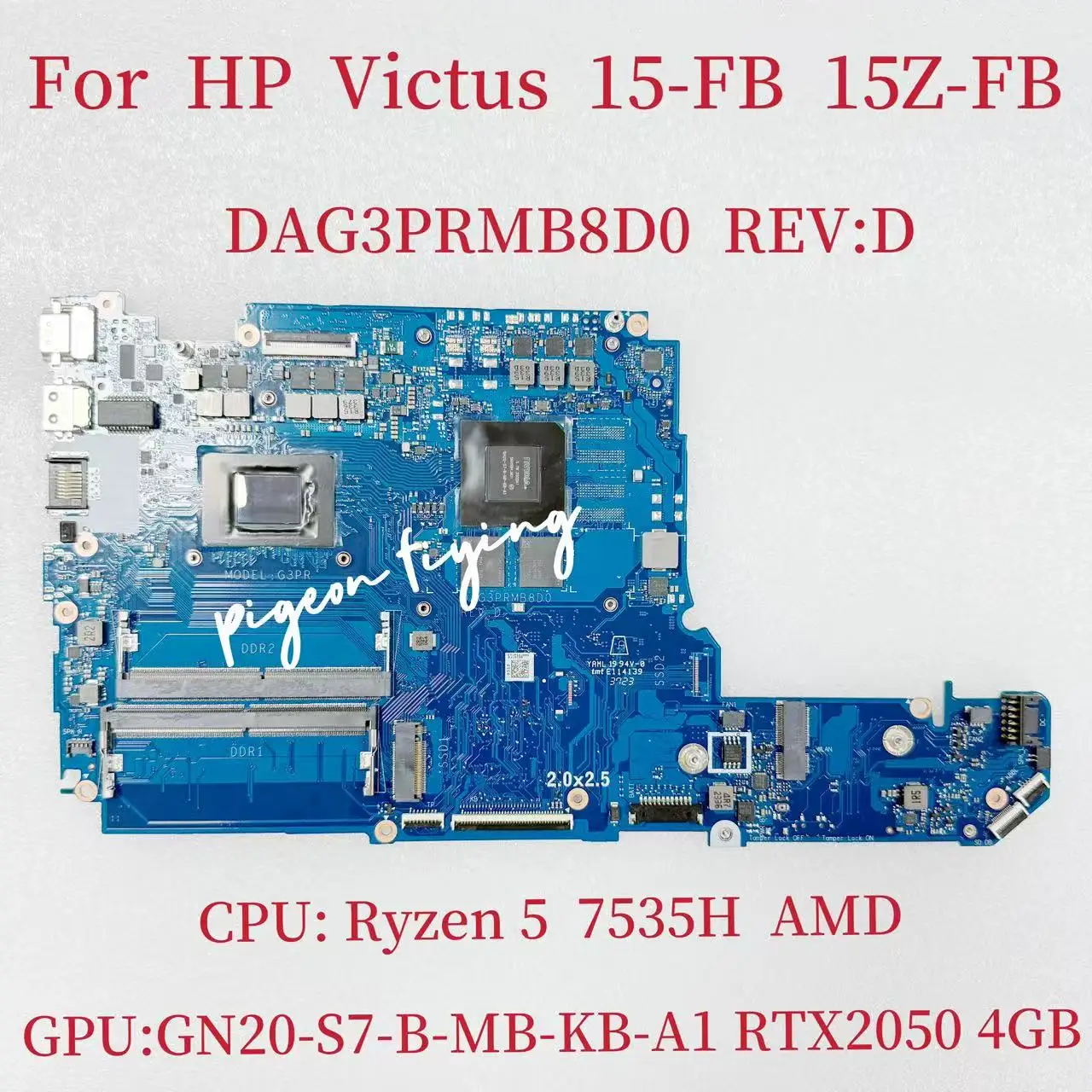 For HP Victus 15-FB Laptop Motherboard Ryzen5-7535HS RTX2050 4GB