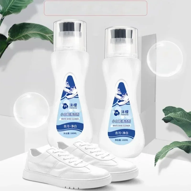 100ml White shoes cleaning whitening artifact with brush head powerfully removes stubborn stain household yellow decontamination