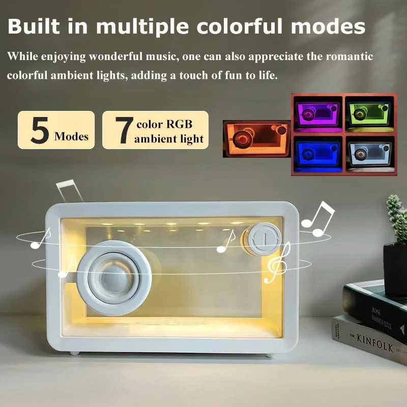 Portable Wireless Bluetooth Speakers Transparent Organic Glass Hi-fi Sound Loudspeaker RGB Colorful Ambient Light Music Player