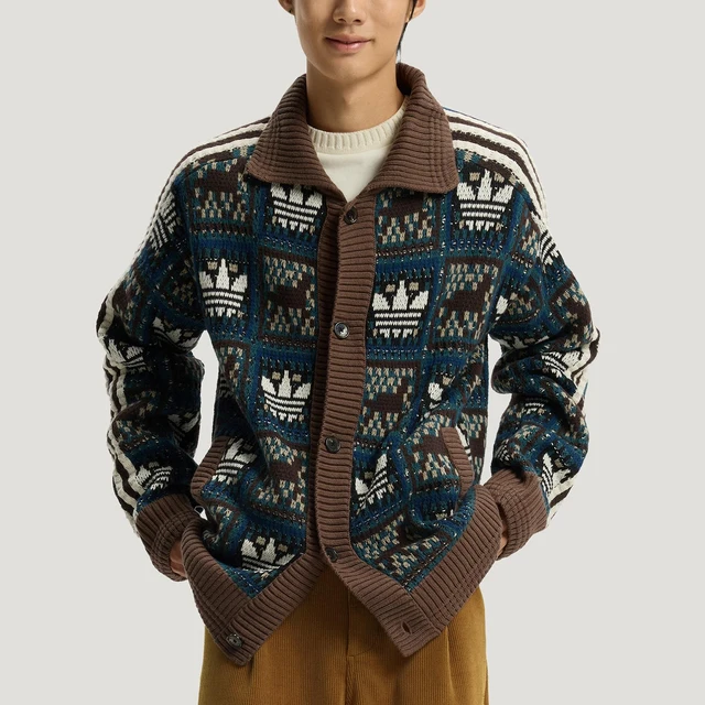 Veste cardigan tricotée rétro authentique Adidas Trefoil pour hommes et femmes KT0715 1