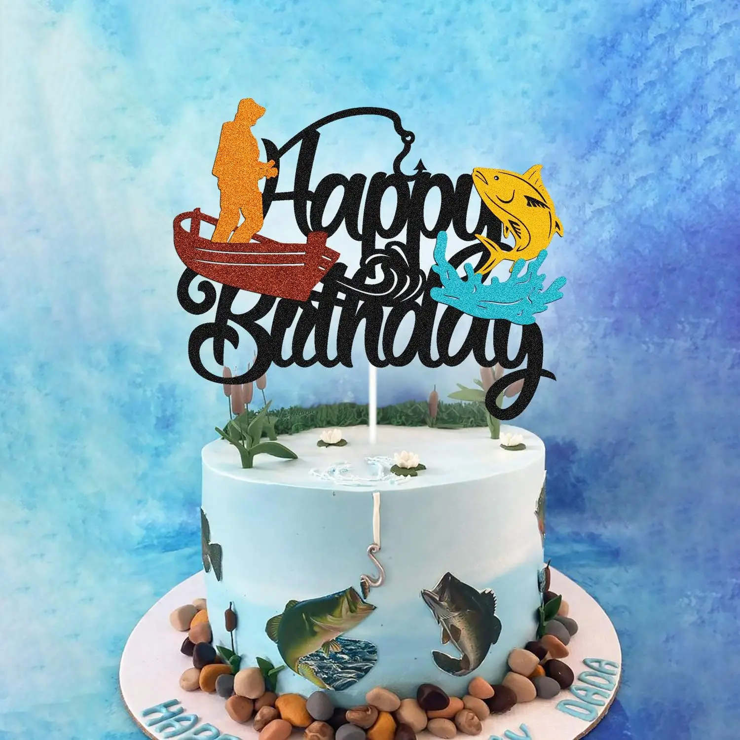 Topper per torta andato pesca, decorazione per festa di pensionamento di pesce, cartello di pensionamento felice di pesca, decorazioni per feste di pensionamento maschile - Italia