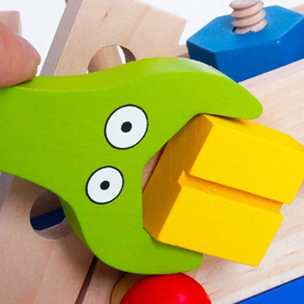 재미있는 어린이 수리 도구 키트 귀여운 나무 팬더 수리 놀이 장난감 다채로운 너트 제거 도구 케이스 어린이 학습 교육 완구