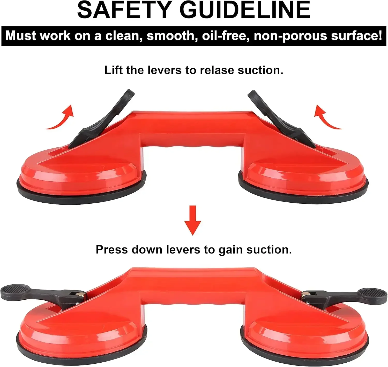 ABS Handle Holder Glass Lifting Suction Cups Heavy Duty Vacuum for Lift Floor Tile Car Windshield Repair Hand Construction Tools vacuum suction cup vacuum sucker glass suction cup handle