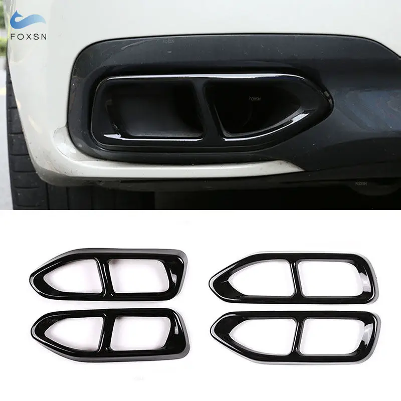 

For BMW 7 Series G11 G12 730 740 750li 2016 2017 2018 2pcs Glossy Black Stainless Steel Car Tail Muffler Exhaust Pipe Cover Trim