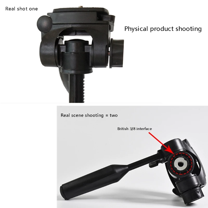 Testa a treppiede, rotazione a 360 ° inclinazione a 90 ° supporto per testa a treppiede tridimensionale con filettatura da 3/8 p - immagine 5