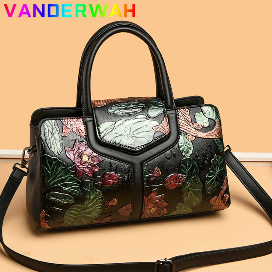 Lomantina New Genuine Leather Bag Flowers Patchwork Women Messenger Bags  Crossbody Fashion Designer Handbags Shoulder Bag - AliExpress