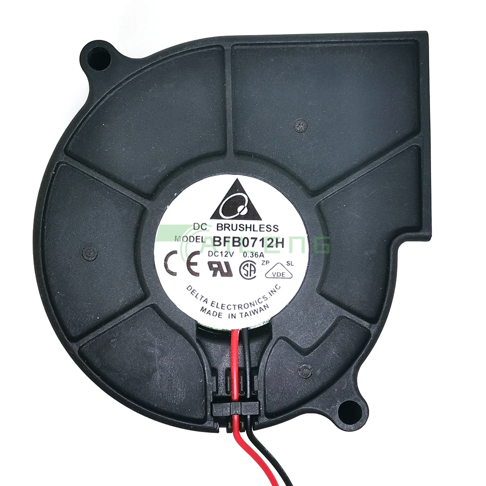 

Original Delta BFB0712H 7530 75mm DC 12V 0.36A High Speed CFM Air Pressure Projector Blower Centrifugal Cooling Fan