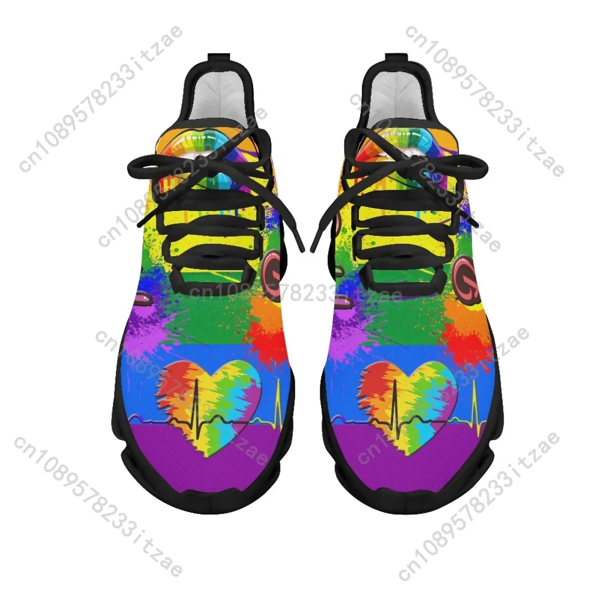 LGBT Pride Womens Shoes Wear Resistant Mesh Swing Sneakers Rainbow Gay Love is Love Design Ladies Classic Men Tennis Zapatos 2