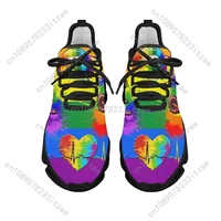 LGBT Pride Womens Shoes Wear Resistant Mesh Swing Sneakers Rainbow Gay Love is Love Design Ladies Classic Men Tennis Zapatos 2